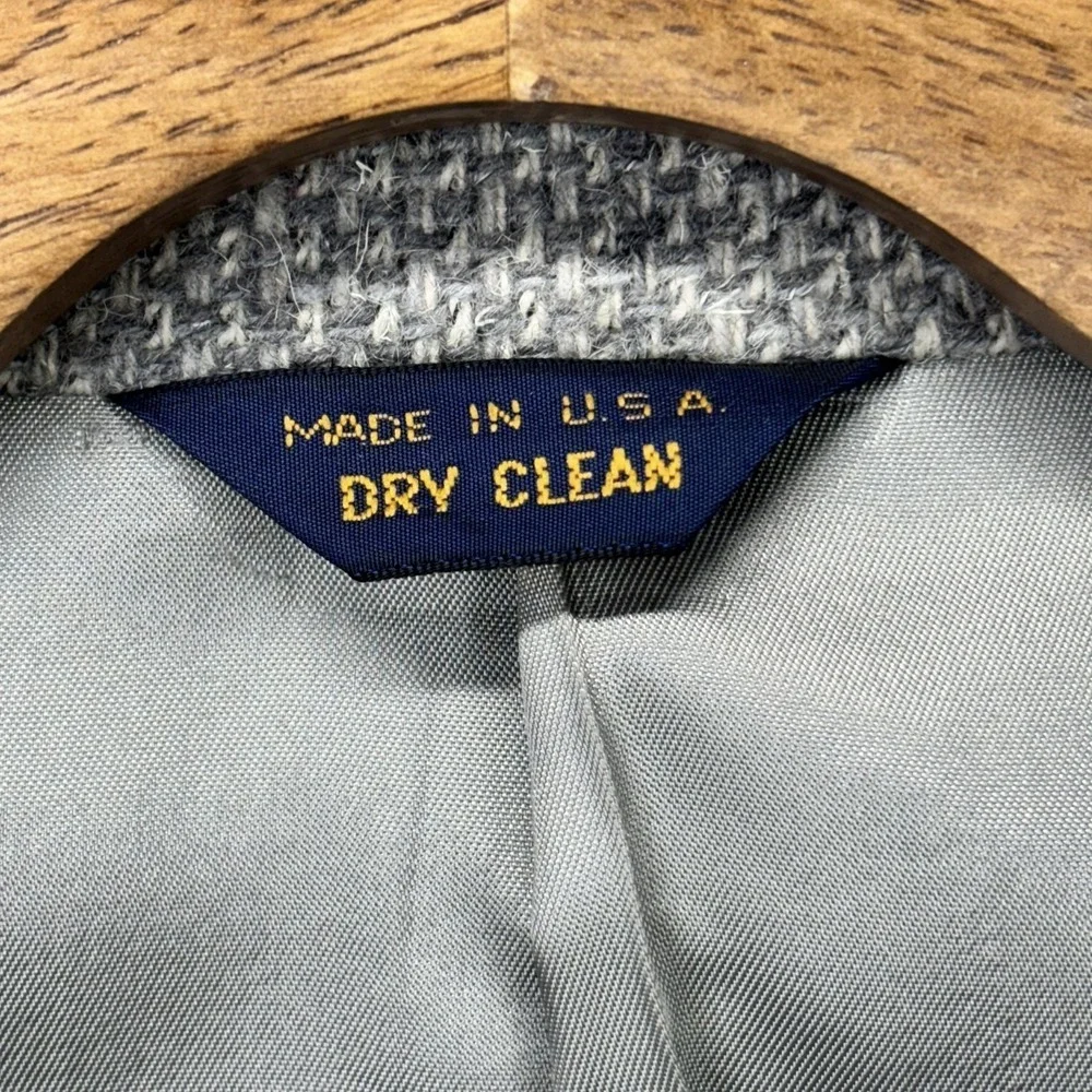 Vintage Pendleton Blazer Mens 44 Long Gray Tweed Wool Elbow Patch Made USA‎ 80s